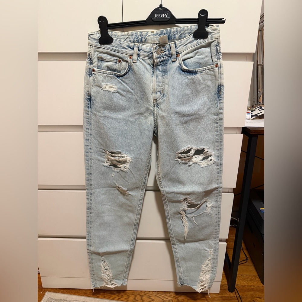Zara New Distressed Light Blue Jeans Size 26 New Never Used